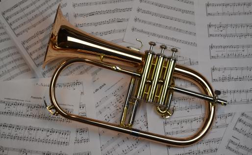 Bugel op bladmuziek